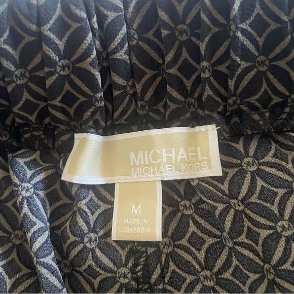 Michael Kors Monogram Printed Wide Leg Pants Women’s M Black Luxury Money Classy - Picture 4 of 15